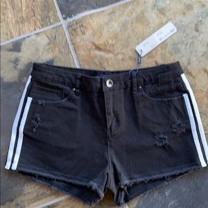 TractrBLU Black Shorts with White Stripes Size 27